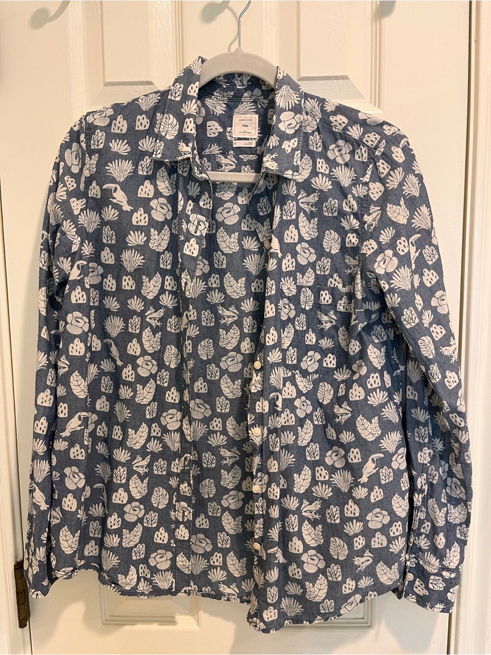 GAP Chambray Button-Down Shirt with Botanical Print